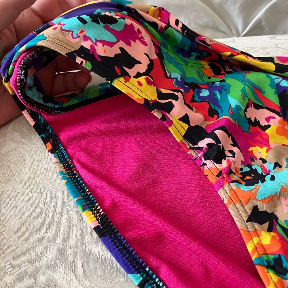 Kenneth Cole Reaction 2 Piece Tankini Swimsuit Floral Print Multi Colored Size M - Picture 14 of 16